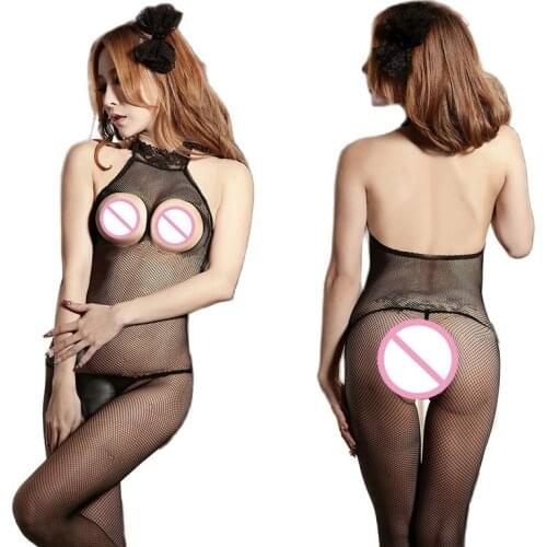 Lingerie Girl Open Bust Bodysuit Sheer Mesh Lingerie Set Ohyeah Sexy Bodystocking Tights Sexy Student Spandex Crotchless Teddy