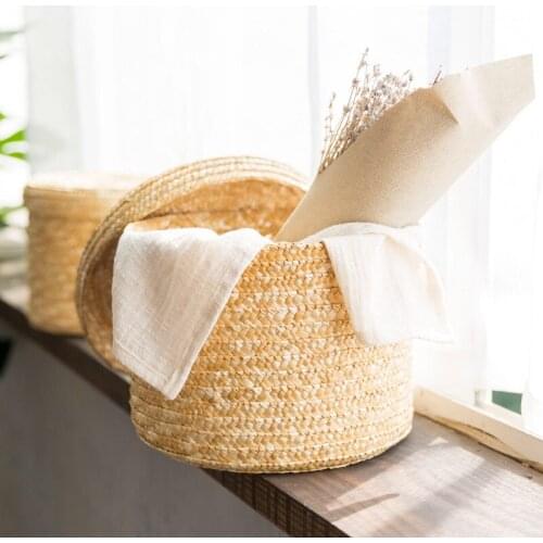 Wheat Straw Storage Basket Desktop Debris Finishing Green Home Bathroom Clothing Toys Finishing Storage With Lid Basket