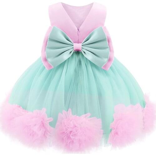 Summer dress children dress for baby girl elegant bowknot mesh dress flower girl dress birthday party dress stage catwalk dress