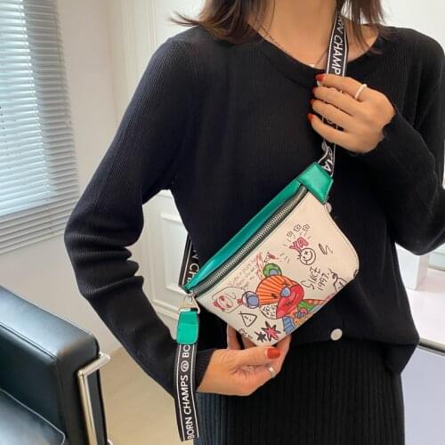Fashion Waist Bag Cute Bear Pattern Chest Bags For Women High Quality Leather Fanny Packs Outdoor Casual Travel Phone Purse