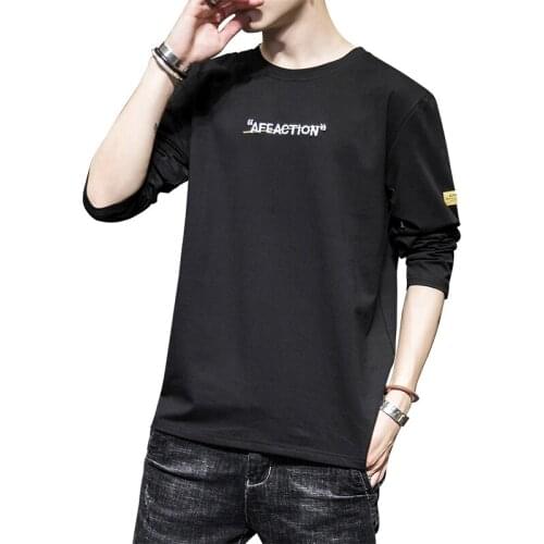 2019 Autumn Men Long Sleeve T-shirts Clothes Autumn Young Fashion T Shirt Men Casual Cotton With Spandex tshirts Hot Sale