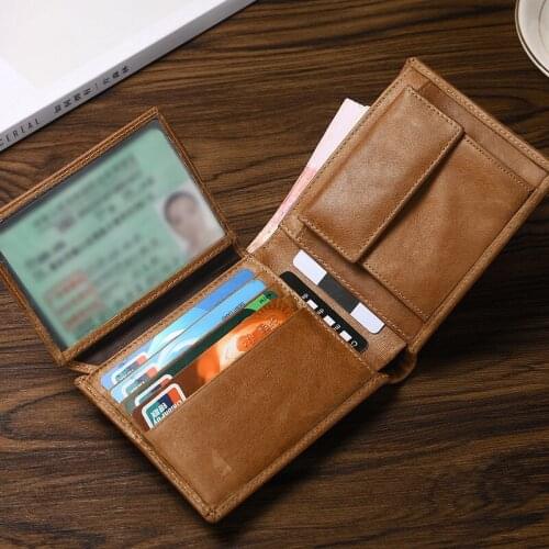 Mens Pocket Wallet Wallet Business Credit Card Holder Leather Wallet Mens Wallet RFID Anti-theft High Quality