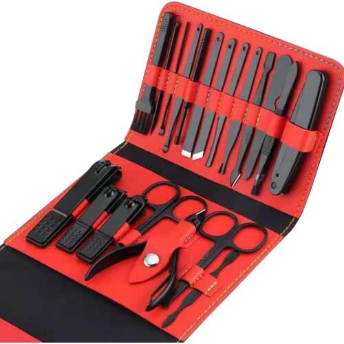20PCS Manicure Set Professional Nail Clipper Kit Stainless Steel Grooming Kit Acne Needle Nail File Trimmer Tools for Manicure