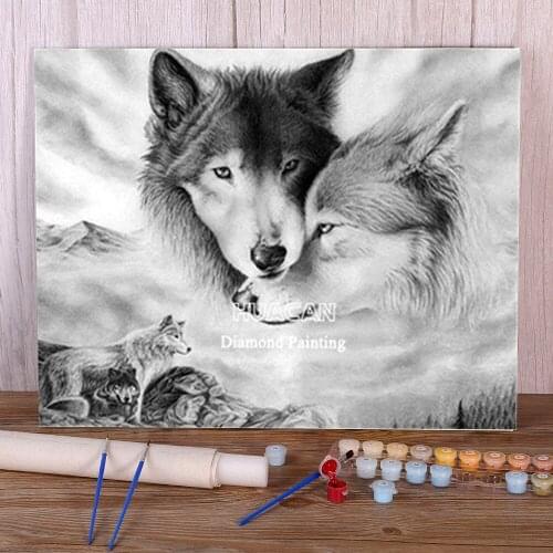 Wolf Snow Animal DIY Painting By Numbers Complete Kit Oil Paints 40*50 Painting On Canvas Handmade Crafts For Handicraft
