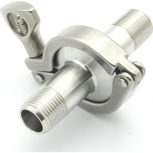 304 Stainless Steel Sanitary Pipe Fitting Set 3/4" NPT Male Thread Ferrule + 1.5" Tri Clamp + Silicon Gasket For Home Brew