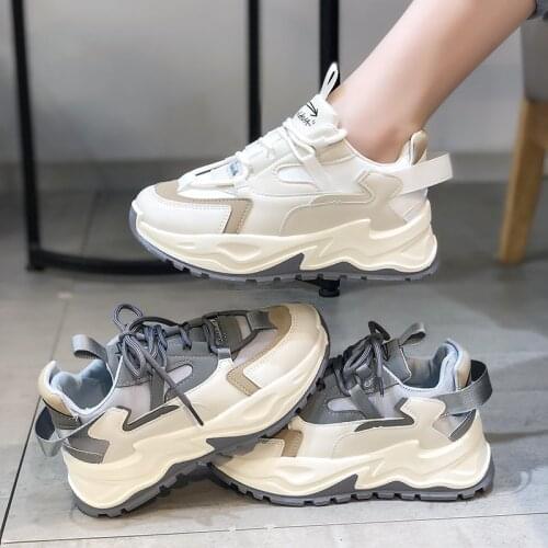 2021 new daddy shoes womens shoes Korean version of the thick-soled lace-up sports and leisure womens shoes platform shoes