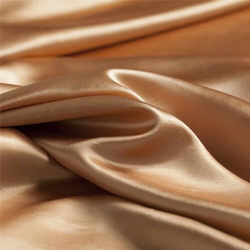 Solid and shiny pure silk dupion fabric, coral color with gold luster, sewing for dress, skirt, home decor, craft by the yard