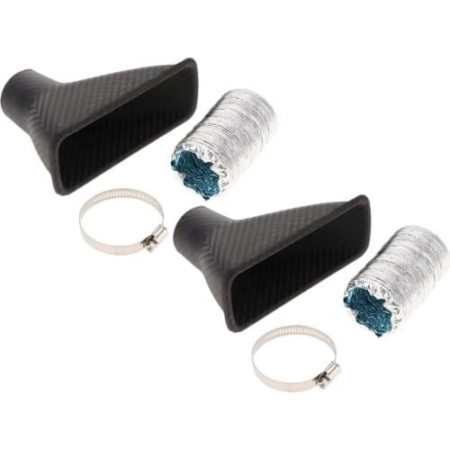 Pair Car Front Bumper Plastic Turbine Air Inlet Pipe + Aluminum Foil Air Inlet + Clamp Set