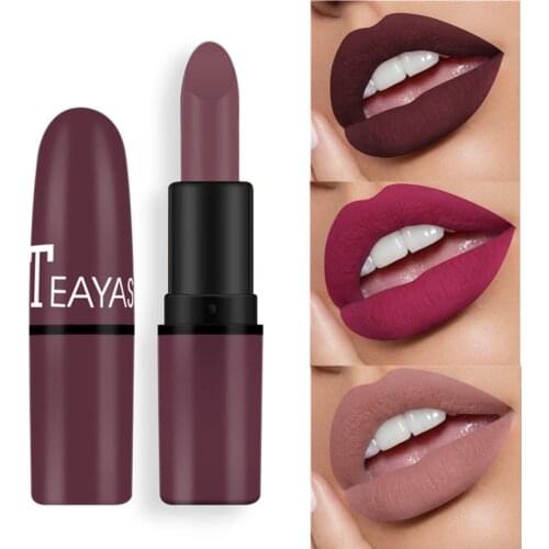 12 Color Sexy Red Lips Matte Velvet Lipstick Pencil Cosmetic Long Lasting Lip Tint Pigment Makeup Nude Brown Matte Lip stick