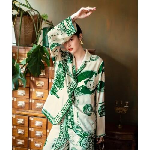Original Design Dollar Pajamas for Women Spring Long Sleeve Thin pijamas Homewear Leisure Tops Can Be Worn Outside