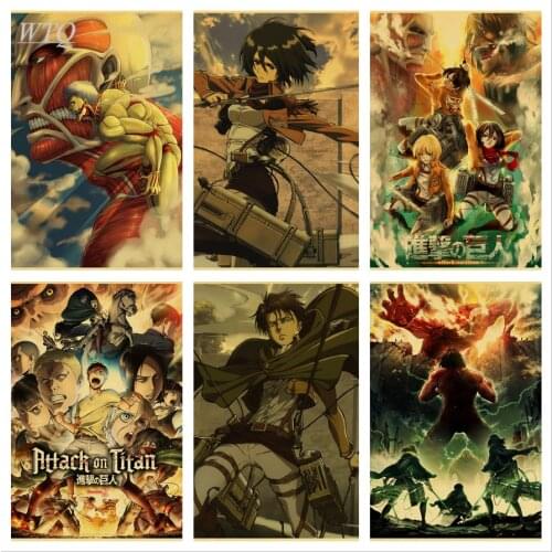 Anime Posters Attack on Titan Retro Poster Canvas Painting Posters Wall Art Picture Home Decor Photos for Childrens Room Decor
