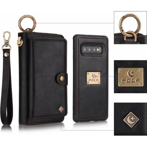 POLA For Samsung Galaxy Note 10 9 8 S10E S10 S9 S8 Plus S7 Edge Case Luxury zipper Business Leather Magnetic Wallet Split Cover