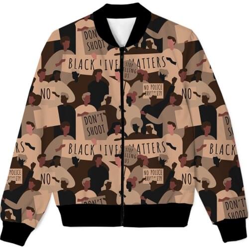 REAL American SIZE BLM - Don't Shoot! Stop the Violence Sublimation Print Zipper Up Jacket Plus SIze 4XL 5XL 6XL