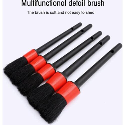Car Exterior Interior Detail Brush 5PCS Boar Hair Bristles Brush for Car Cleaning Auto Detail Tools Dashboard Cleaning Brush
