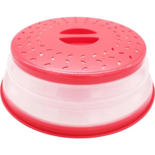 Collapsible Microwave Cover Lid Folding Silicone Microwave Plate Cover Colander Strainer for Fruit Vegetables 10.5 inch