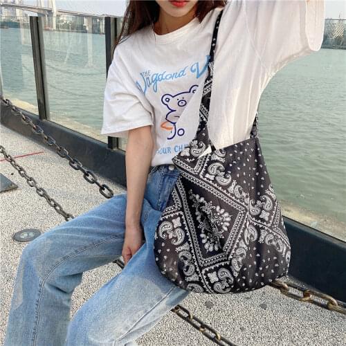 Vintage Design Women Shoulder Messenger Bag Large Capacity Ladies Reusable Shopping Bags Fashion Cotton Cloth Girl Tote Handbags