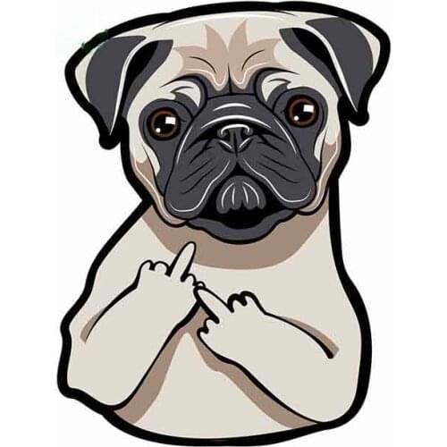JuYouHui Exterior Accessories Decal Fashion Cartoon Funny Rude Pug Dog Joke Animal Car Sticker Laptop Luggage Decals