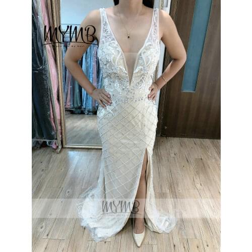 Sleeveless Crystal Beading 2021 Evening Gowns For Women Party MYMB Elegant White Prom Dress MY31123