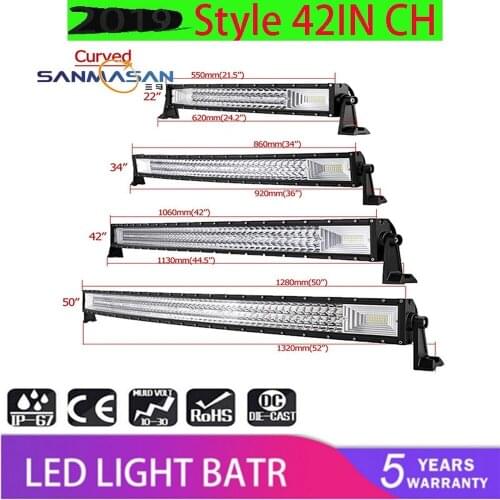 3 rows of 22 "34" 42 "50" LED light bar crossing field LED bar combined beam led working light bar 12V 24V for 4x4 4WD SUV ATV