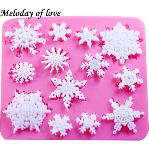 3D christmas decorations snowflake Lace chocolate Party DIY fondant baking cooking cake decorating tools silicone mold T0026