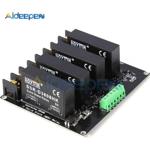 380V 8A 4 Channel Solid State Relay Module High and Low Level Trigger Board SSR-D3808HK Switch Controller For Arduino DC 5V-12V