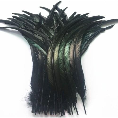 50Pcs/Lot Black Rooster Tail Feather 30-35cm 12-14inch Natural Feathers For Crafts Wedding Decoration Clothing Accessories Plume