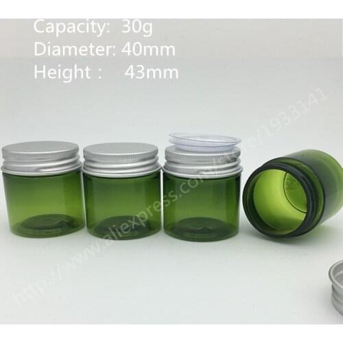 500pcs Plastic 30g Green Cream Jar Empty 30ml Cosmetic Bottle Jar Women Facial Cream Bottle Portable Travel Refillable