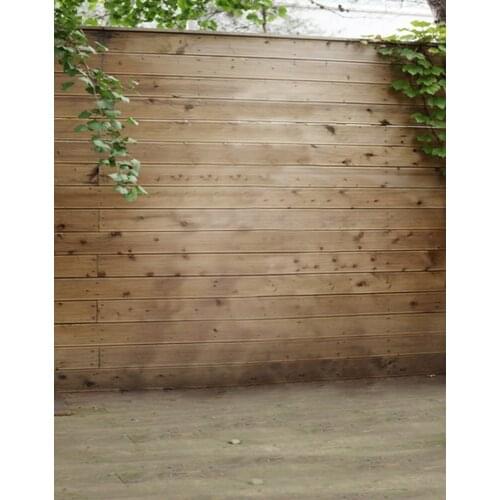 5x7ft Wooden Wall Green Leaves Photography Backdrops Photo Props Studio Background