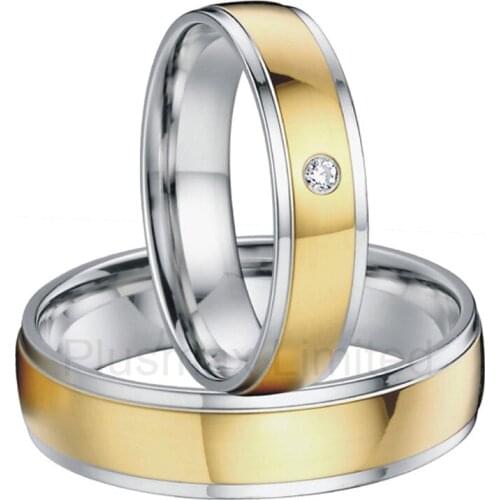 Alliances China wholesaler simple classic designs two tone classic domed titanium wedding band rings