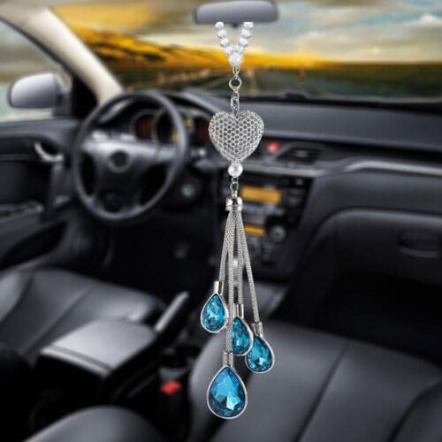 Car Rearview Mirror Crystal Pendant Alloy Metal Pendant Decoration Rhinestone Pendant Car Crystal Inner Ornament Car Accessories