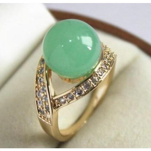 Free Shipping new 12mm Green stone Ring AAA Grade 4size choose
