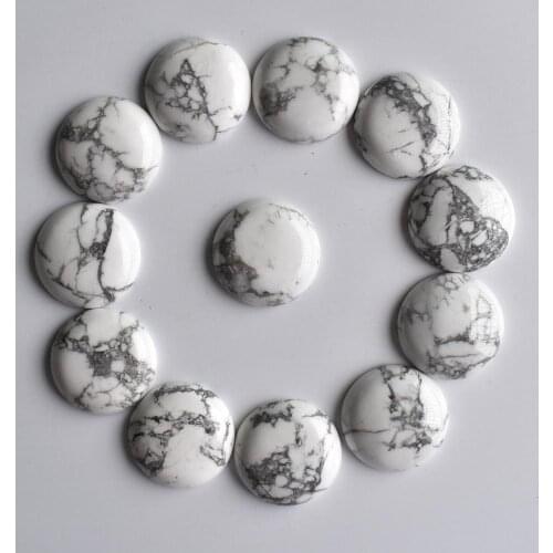 Wholesale 20pcs/lot good quality natural white turquoises round cabochon beads 25mm for jewelry Accessories making free shipping