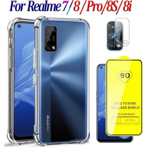 Phone Case For Realme 7 PRO Realmi 7 5g Case Safety Screen Protector Glass Realme7 7pro Shockproof Silicone Back Cover Realmi 7 PRO Realme 7 5g Cases