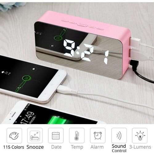 Digital Time Alarm Clock LED Clock With 115 Colors Remote Control Digital Watch Night Light Snooze Magic Desktop Table Clock