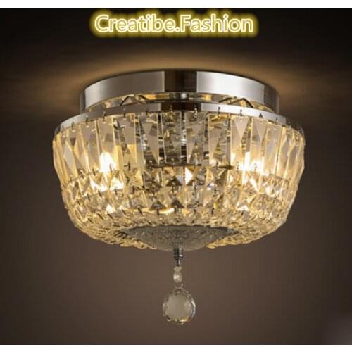 American style crystal ceiling lamp bedroom round wedding room Princess entrance room romantic little crystal lighting fixture
