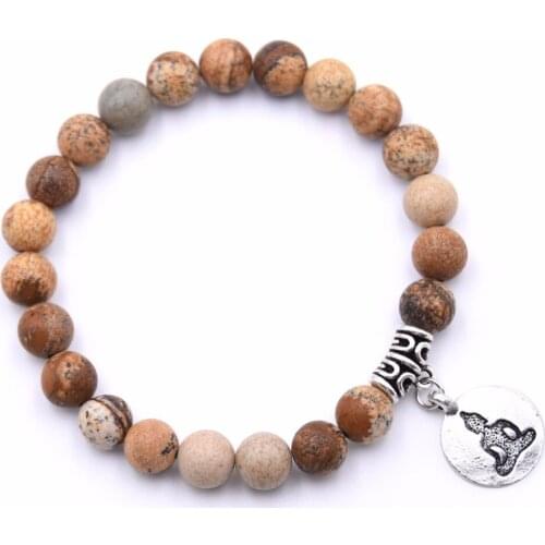 HYHONEY 8mm Lava Natural stone Buddha Pendant Charms Bracelets for women gifts Bracelet yoga Jewelry pulseras