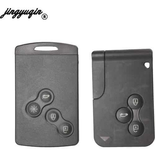 Jingyuqin 10ps 3B Smart Card For Renault Clio Logan Megane 2 3 Koleos Scenic Card Case Black Car Key Fob Shell With Small Key