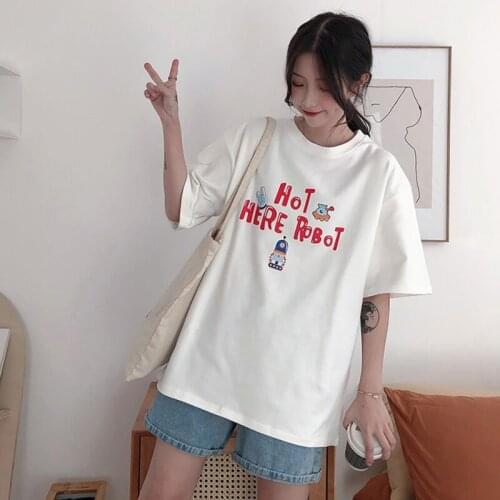 Korean Version Of Loose Casual Wild Cartoon Printed T-shirt