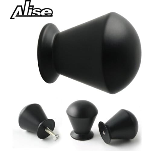 Round Zinc Alloy Door Knobs Drawer Pulls Handles Cabinet Dresser Door Knob Handle Matte Black Kitchen Hardware Pull Knobs