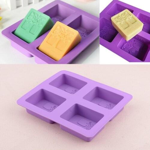 LETAOSK 4 Cavity Rectangle Tree Shape Silicone Soap Cake Resin Chocolate Mold