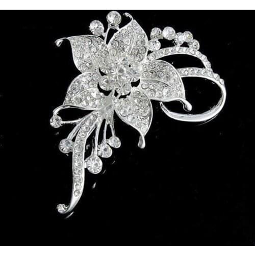 Hot Fashion Flowers Zircon Brooch womens high-end Clothing Accessories Pin Wild Suit Sweater Crystal Luxury Women Jewelry