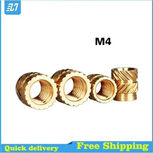 M4 Brass Heating Molding Nut Copper Thread Inserts Nut SL-type Double Twill Knurled Injection For 3D Printing