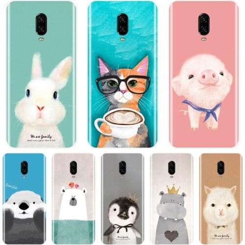 Soft Phone Case Silicone For One Plus 6 6T 5 5T 3 3T Pink Pig Cat Bear Rabbit Alpaca Otter Back Cover For OnePlus 3 3T 5 5T 6 6T
