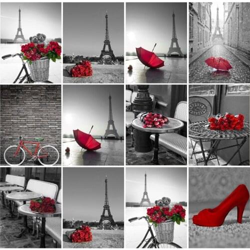 New Diamond Embroidery Black And Red 5D Diamond Painting Rose Flower Full Square Mosaic Picture Of Rhinestone Home Decor Gift K1