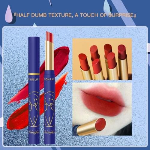 New Blue Small Tube Lipstick Matte No Fading Lip Gloss Long Lasting Waterproof Girls Makeup Cosmetics TSLM1