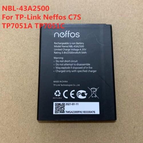 NEW 2500mAh NBL-43A2500 battery For TP-Link Neffos C7S TP7051A TP7051C Mobile phone