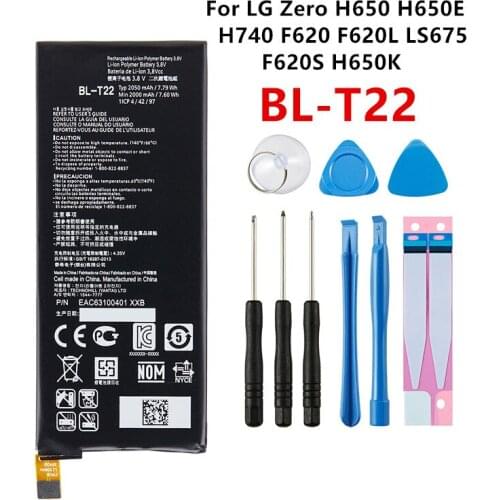 Original BL-T22 2050mAh Replacement Battery For LG Zero H650 H650E H740 F620 F620L LS675 F620S H650K phone Batteries+Tools
