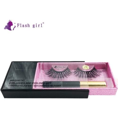 Flash Girl 5D-W series W14 mink magnetic eyelashes and eyeliner suit long eyelashes