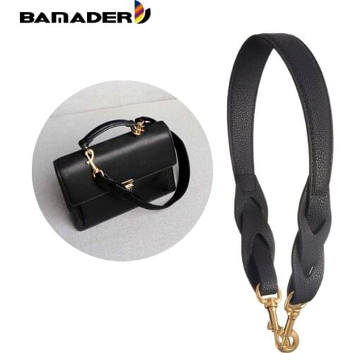 BAMADER 51CM Handbag Strap Cowhide Litchi Pattern Twist Shoulder Strap DIY O bag Wrist Strap Handbag Handles Accessories
