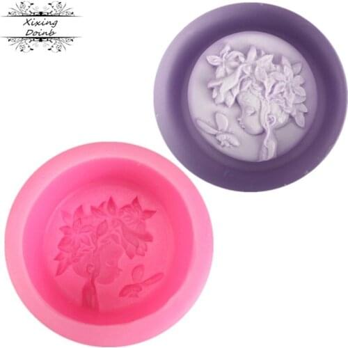 Sugar technology girl side face silicone mold chocolate cake decorating tool polymer clay soap tool cake mold